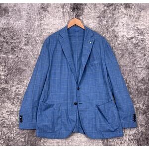 LBM 1911 Blazer 58 / 48R Mens Limited Edition Blue Check Unstructured Jacket